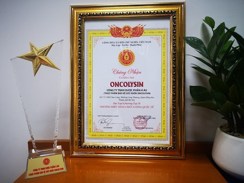 Giải thưởng của sản phẩm Oncolysin