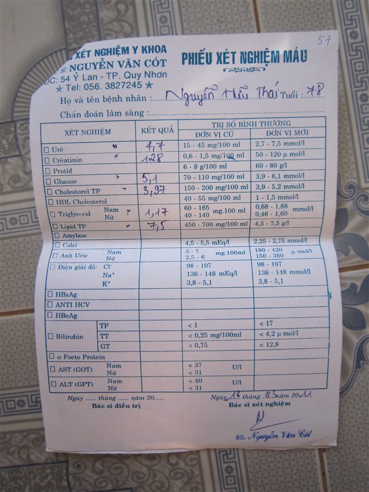 Tháng 3/2011, chỉ số creatinine của ông Thái đã giảm xuống 128 μmol/l