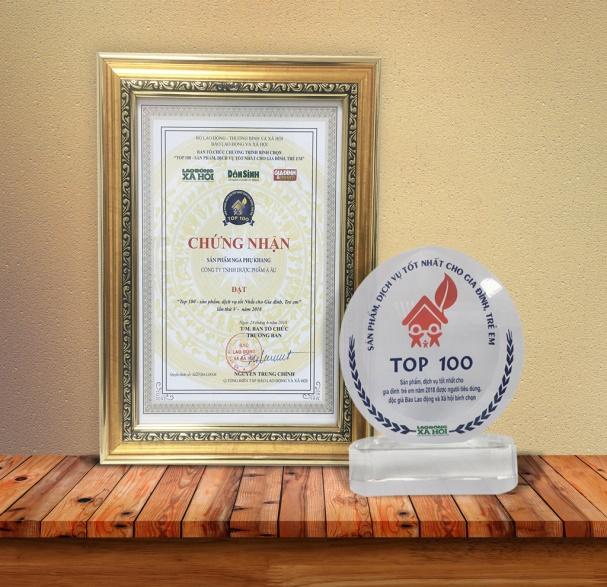    Nga Phụ Khang vinh dự đạt danh hiệu “Top 100 sản phẩm, dịch vụ tốt nhất cho gia đình, trẻ em”