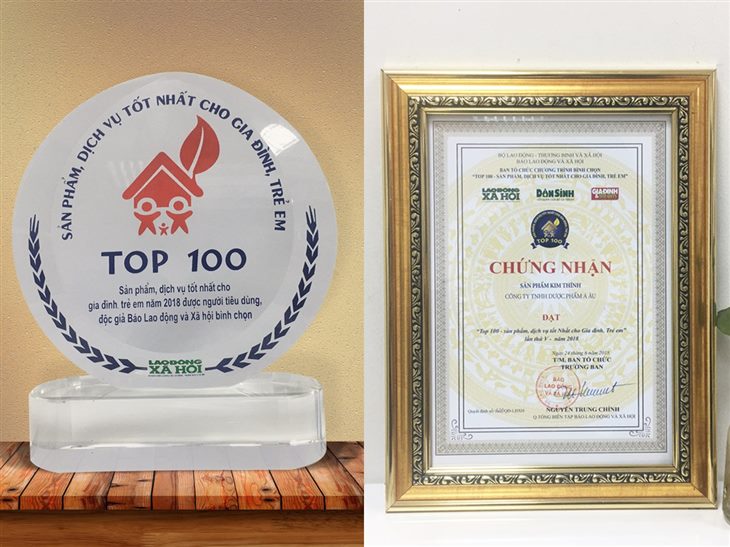 Kim Thính được chứng nhận đạt “Top 100, sản phẩm, dịch vụ tốt nhất cho gia đình, trẻ em”