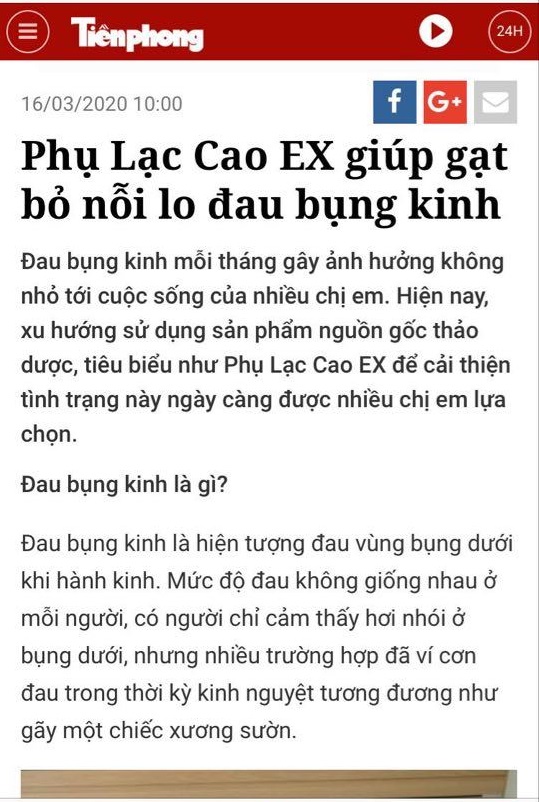Tiền Phong nói về Phụ Lạc Cao EX