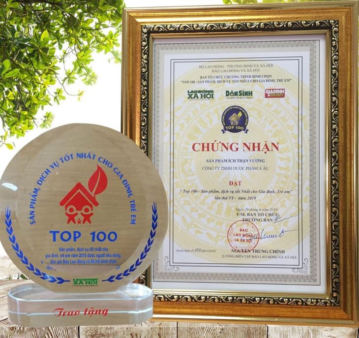  Ích Thận Vương được chứng nhận đạt “Top 100, sản phẩm, dịch vụ tốt nhất cho gia đình, trẻ em”