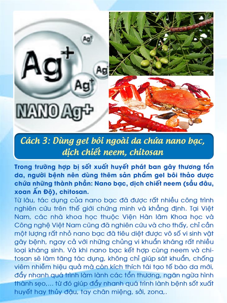 Dùng gel bôi ngoài da chứa nano bạc, dịch chiết neem, chitosan