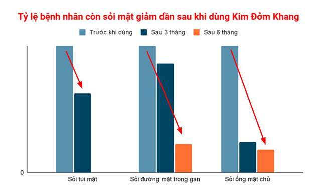 Số lượng bệnh nhân còn sỏi mật giảm rõ rệt sau 3 tháng dùng Kim Đởm Khang