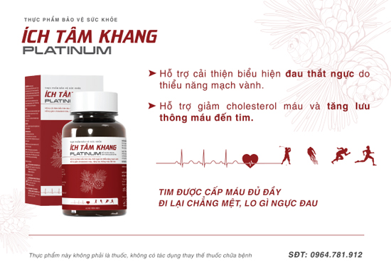 Ích Tâm Khang Platinum giúp tăng lưu thông máu đến tim, giảm đau thắt ngực, thiếu máu cơ tim